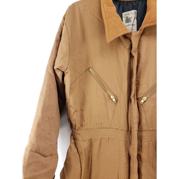 Bear River Insulated Coveralls Mens Large Brown Twill Workwear With Zipper - Picture 5 of 10